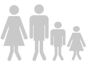 Silhouettes de femmes, d’hommes et d’enfants.